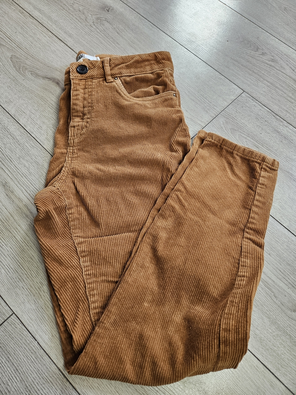 YMI Miami High Rise Corduroy Pants Brown Camel Size 5 High Waisted Straight Mom